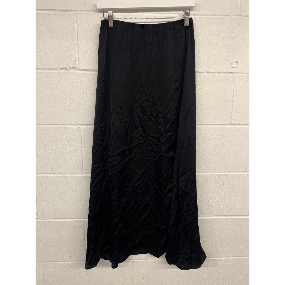 Donni Sz XS XSmall 0/2 Black Classic Satin Simple Midi Slip Skirt Silky Satin - Picture 4 of 5